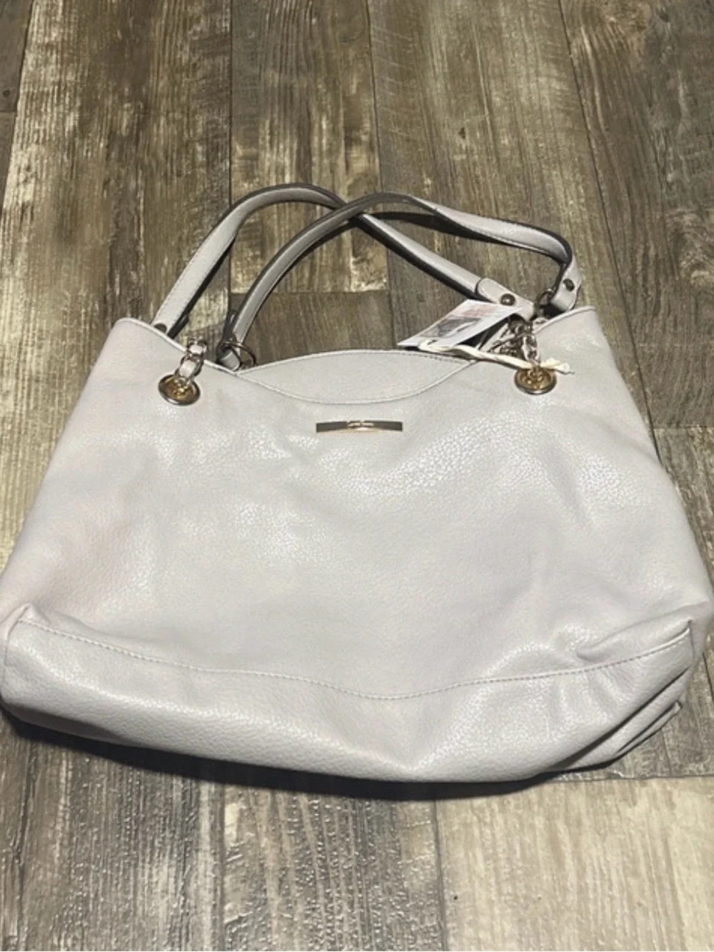 Jessica Simpson Soft Pebbled Leather Shoulder Bag in Light Gray